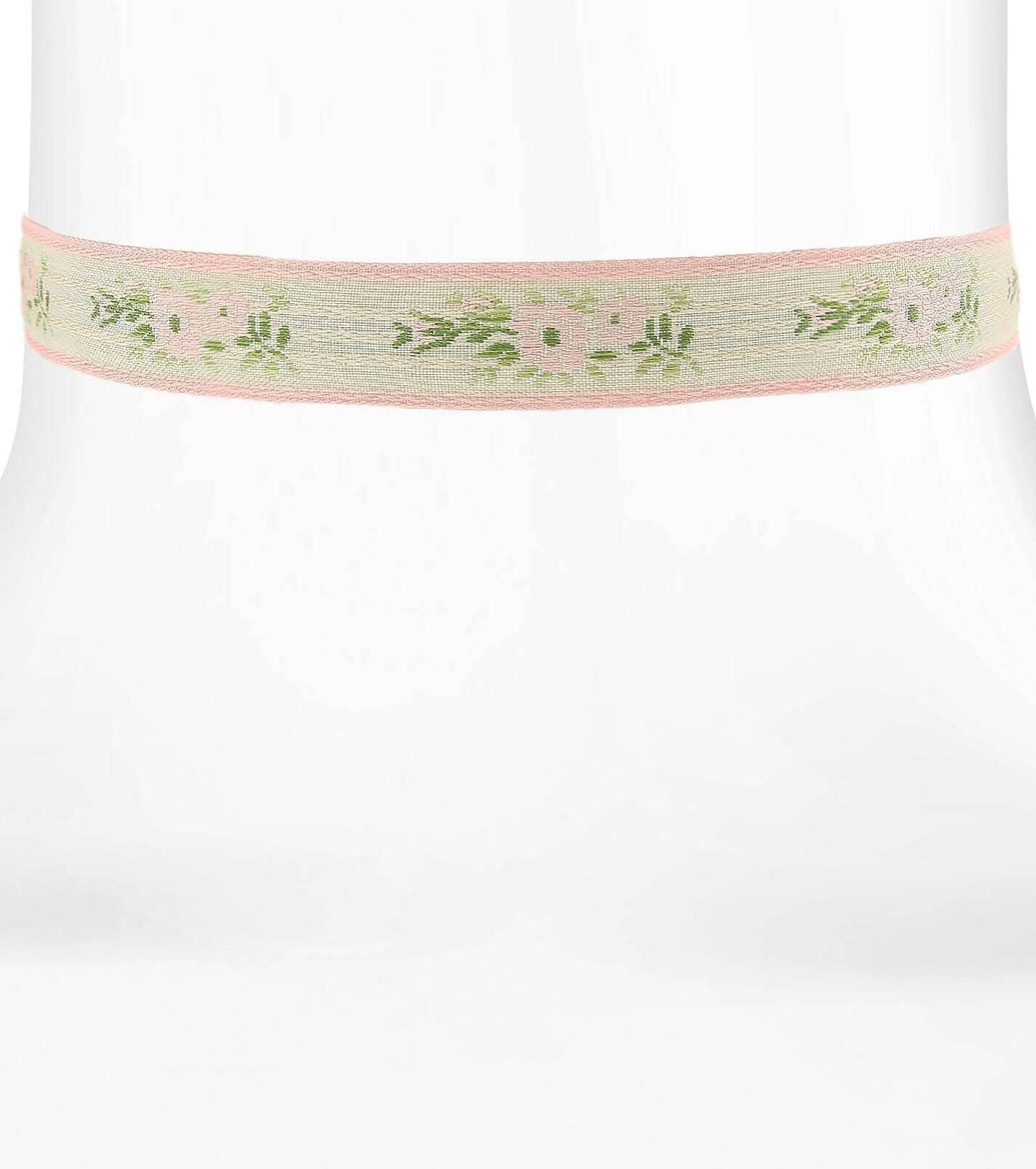 1928 Jewelry Floral Ribbon Choker With Lilac Purple Trim Necklace 12" + 5" Extender