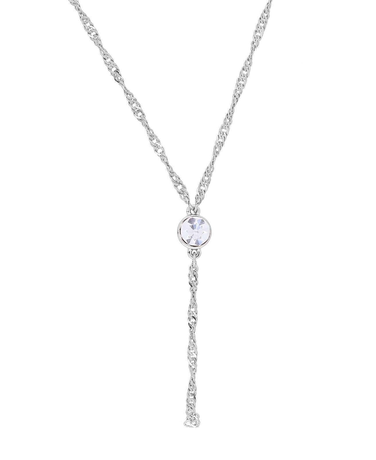 1928 Jewelry Round Crystal Y Necklace Chain 16" + 3" Extender