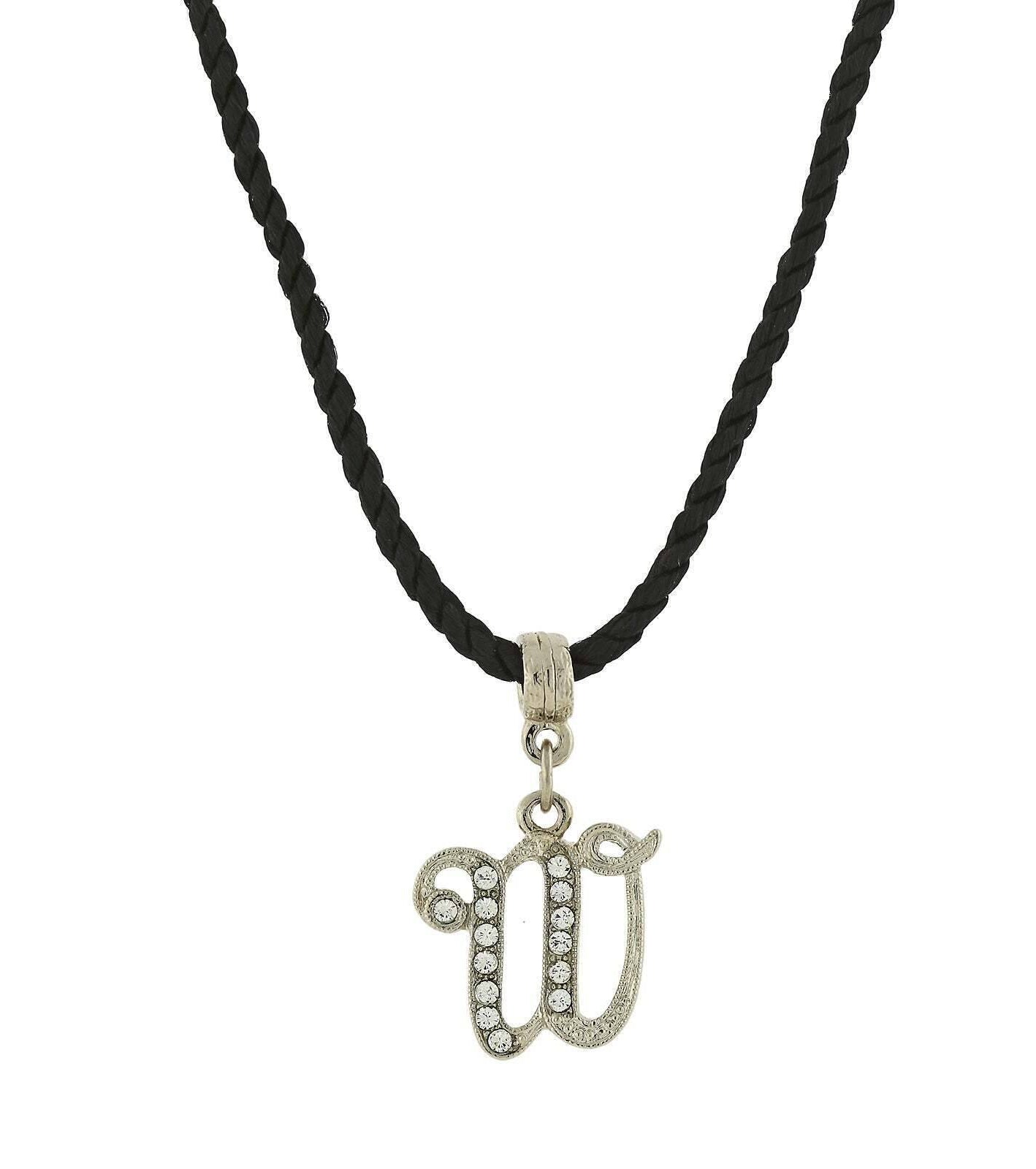 1928 Jewelry Crystal Initial Black Cord Necklace 14" + 3" Extender