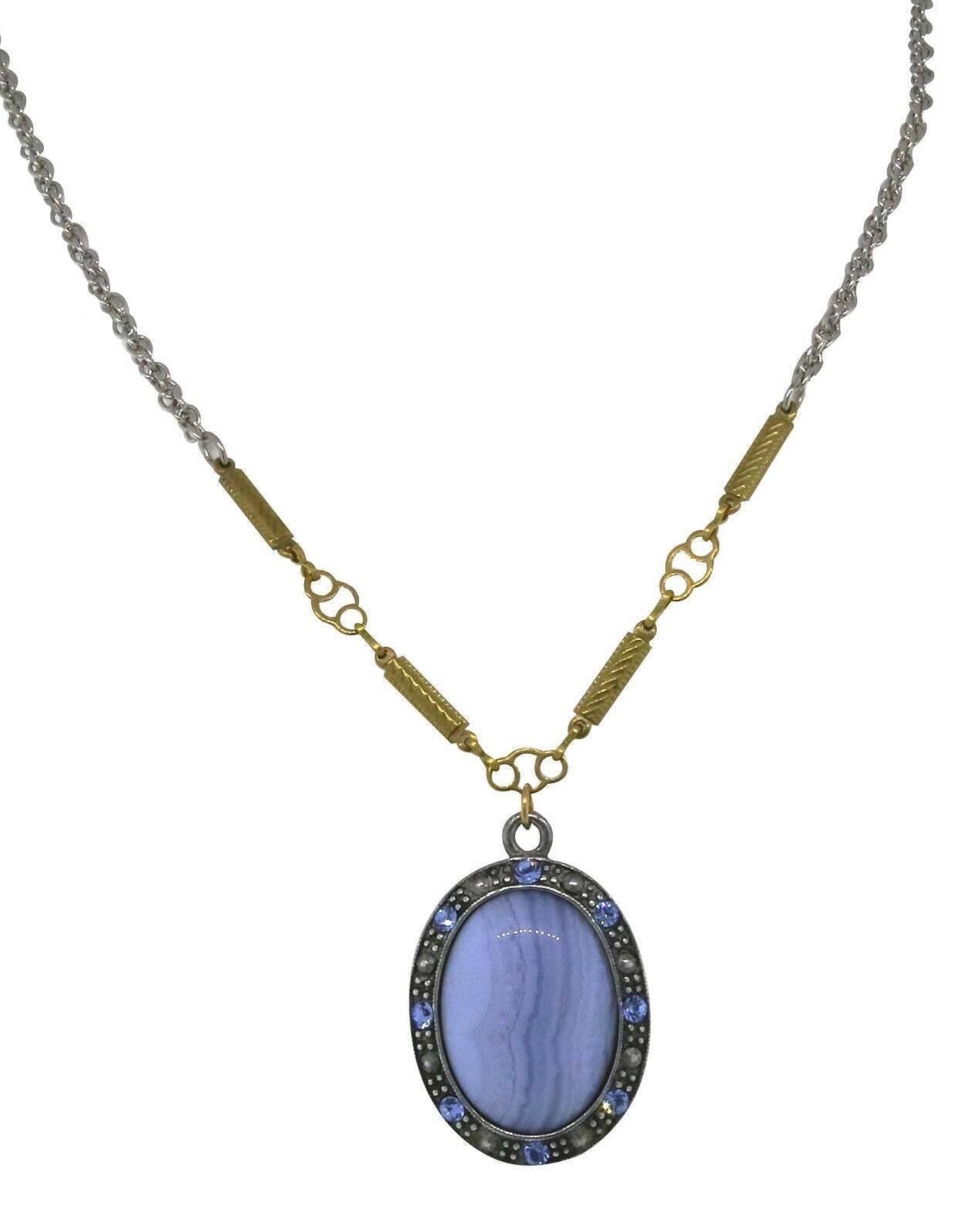 T.R.U. Oval Gemstone Crystal Pendant Necklace 16" + 3" Extender