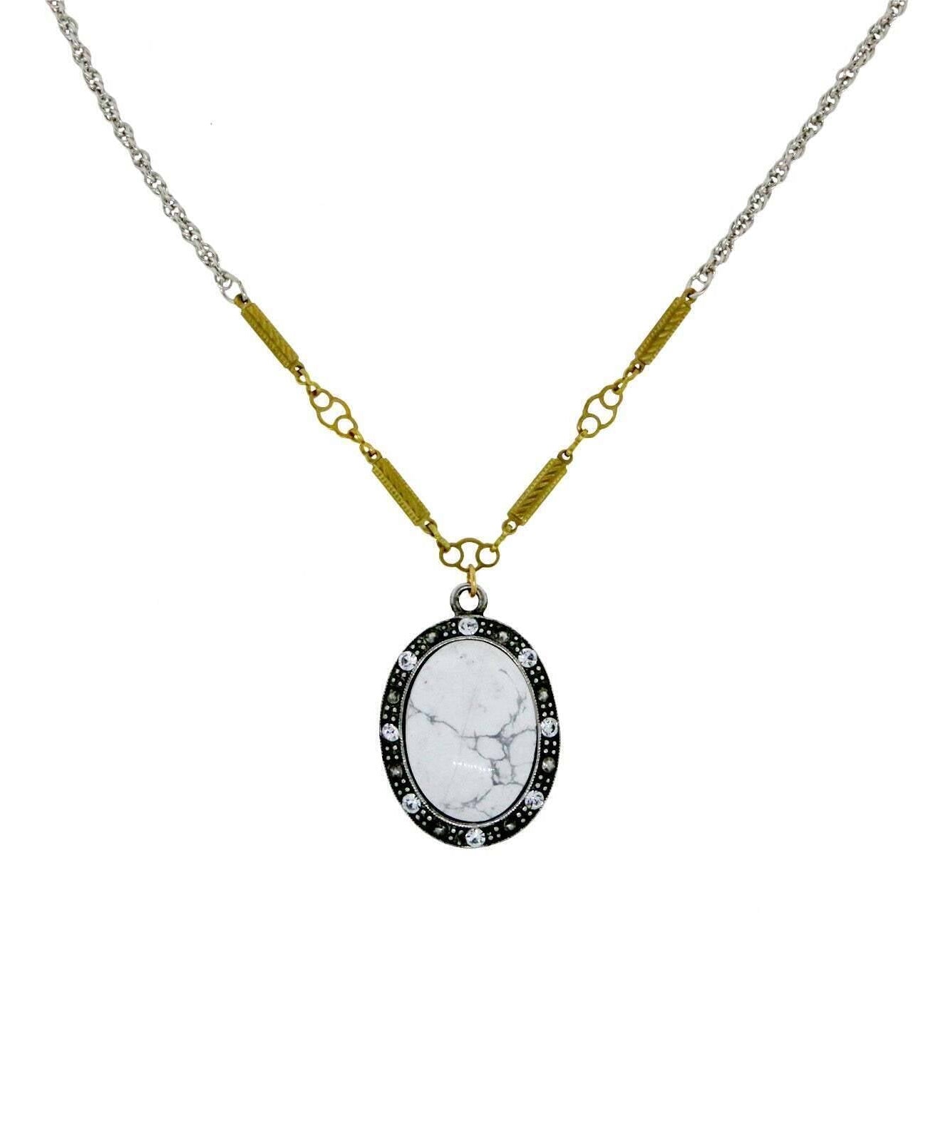 T.R.U. Oval Gemstone Crystal Pendant Necklace 16" + 3" Extender