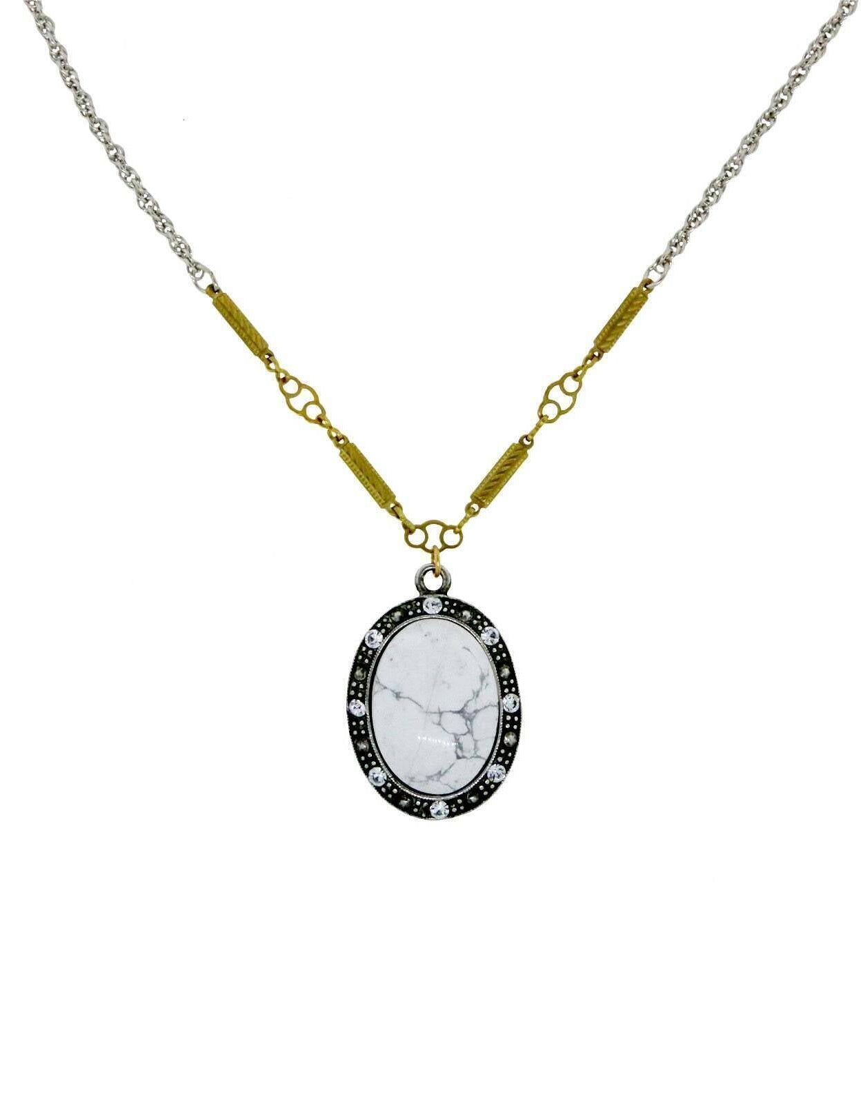T.R.U. Oval Gemstone Crystal Pendant Necklace 16" + 3" Extender