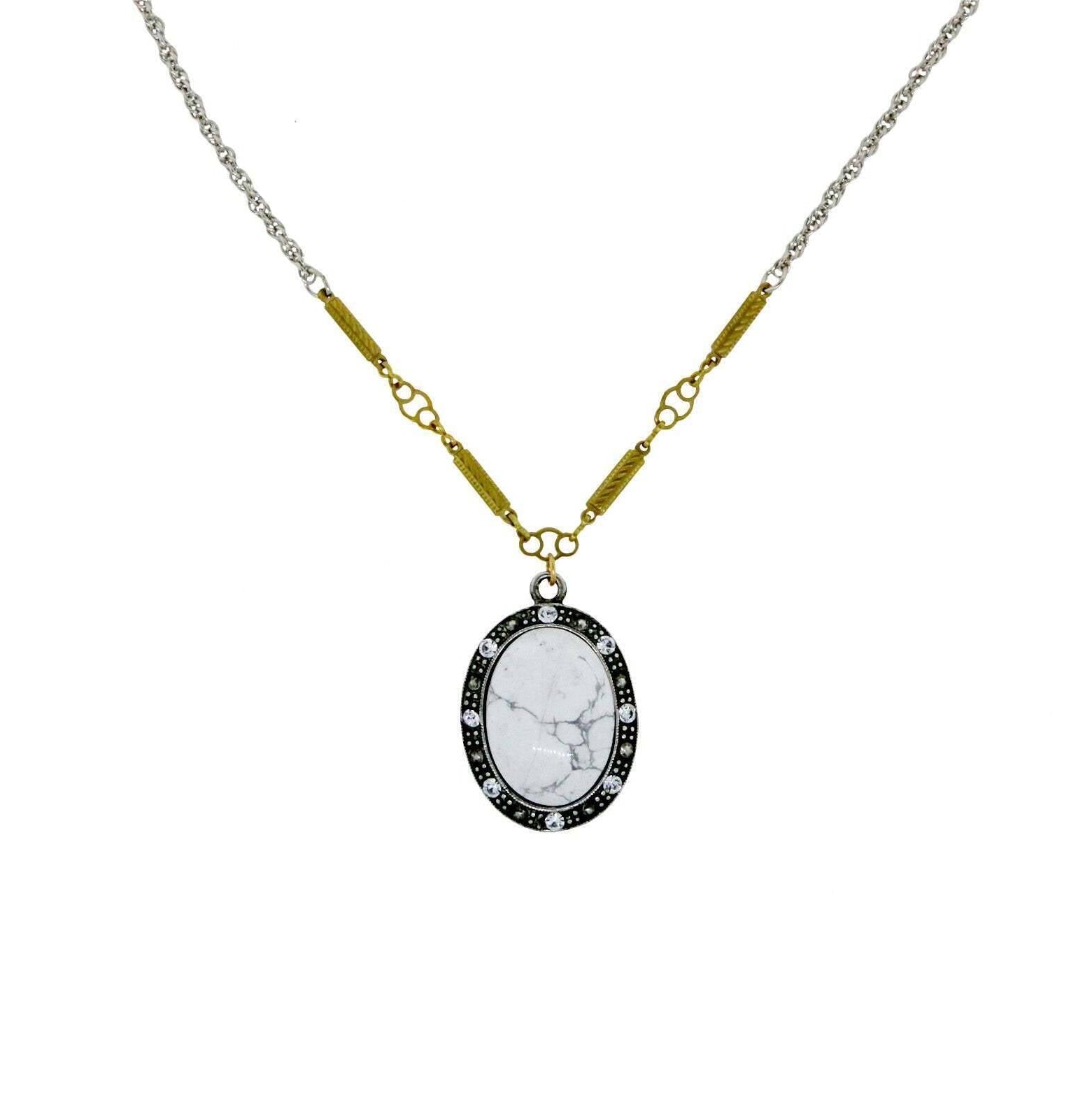 T.R.U. Oval Gemstone Crystal Pendant Necklace 16" + 3" Extender