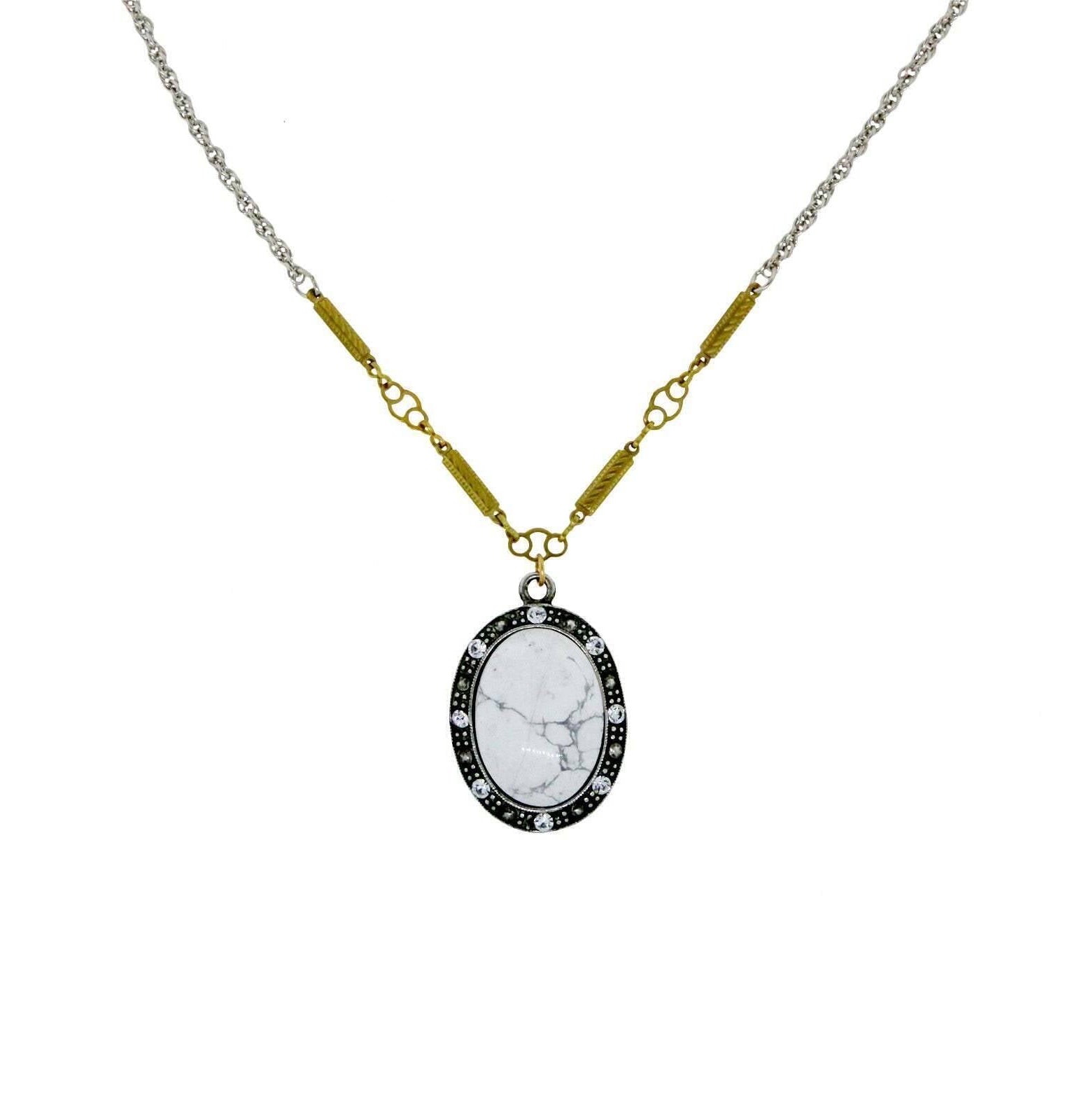 T.R.U. Oval Gemstone Crystal Pendant Necklace 16" + 3" Extender