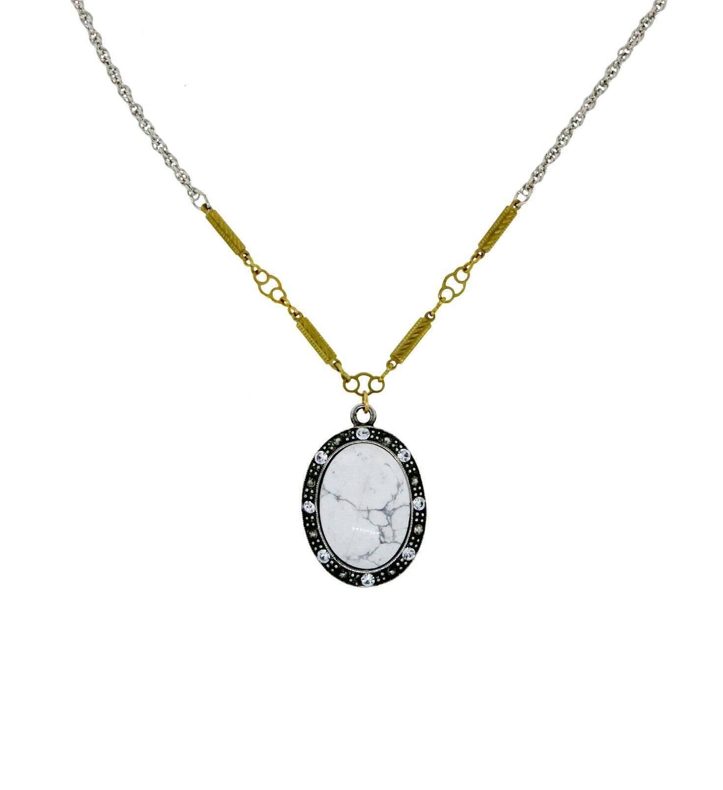 T.R.U. Oval Gemstone Crystal Pendant Necklace 16" + 3" Extender