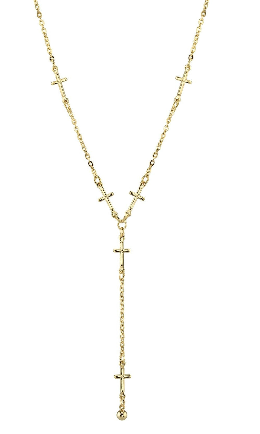 1928 Spiritual Cross Chain Y Necklace 15" + 3" Extender