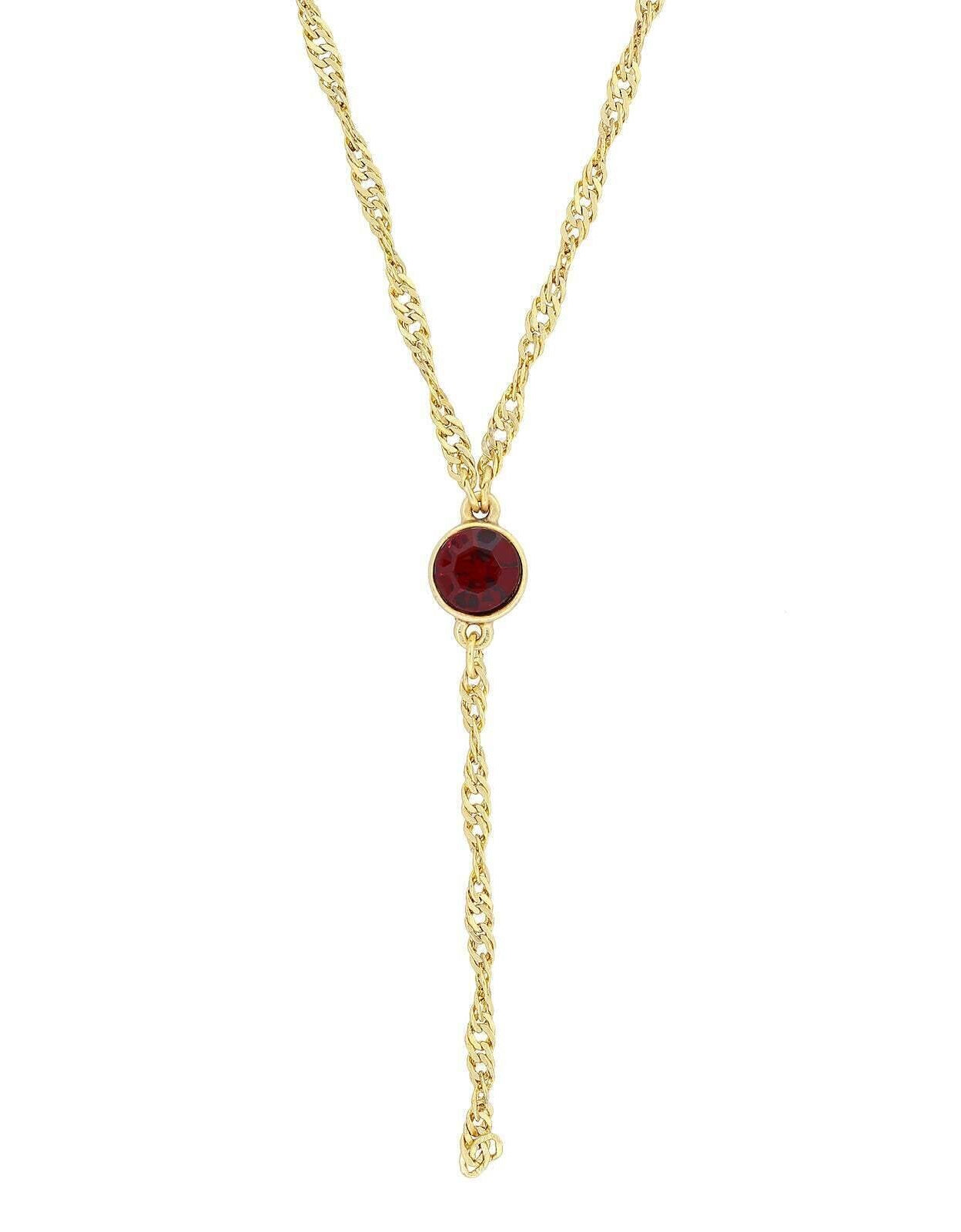 1928 Jewelry Round Crystal Dainty Pendant Twisted Y-Chain Necklace 16" + 3" Extender