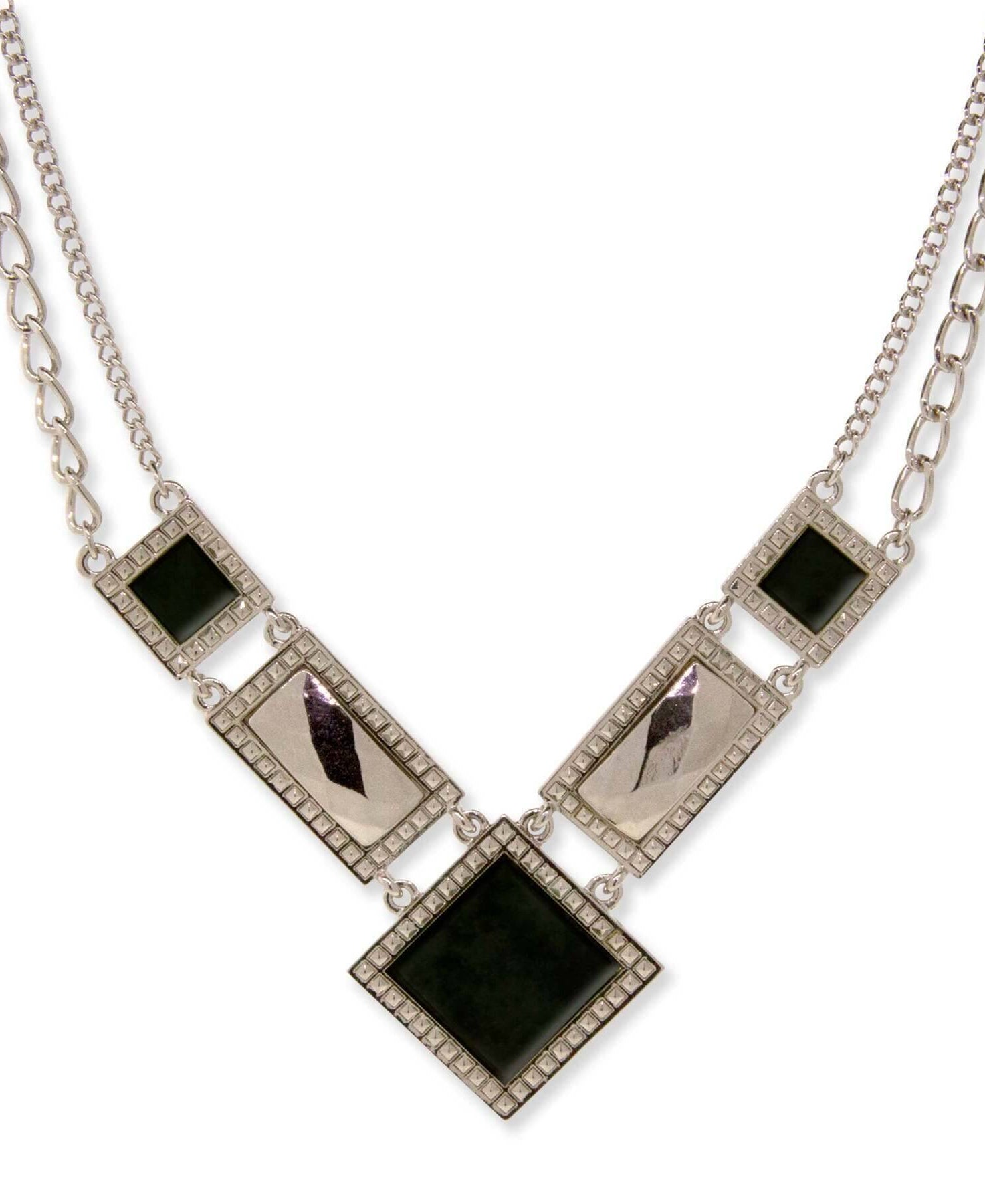 1928 Jewelry Gemstone Square Chain Necklace 12" + 3" Extender
