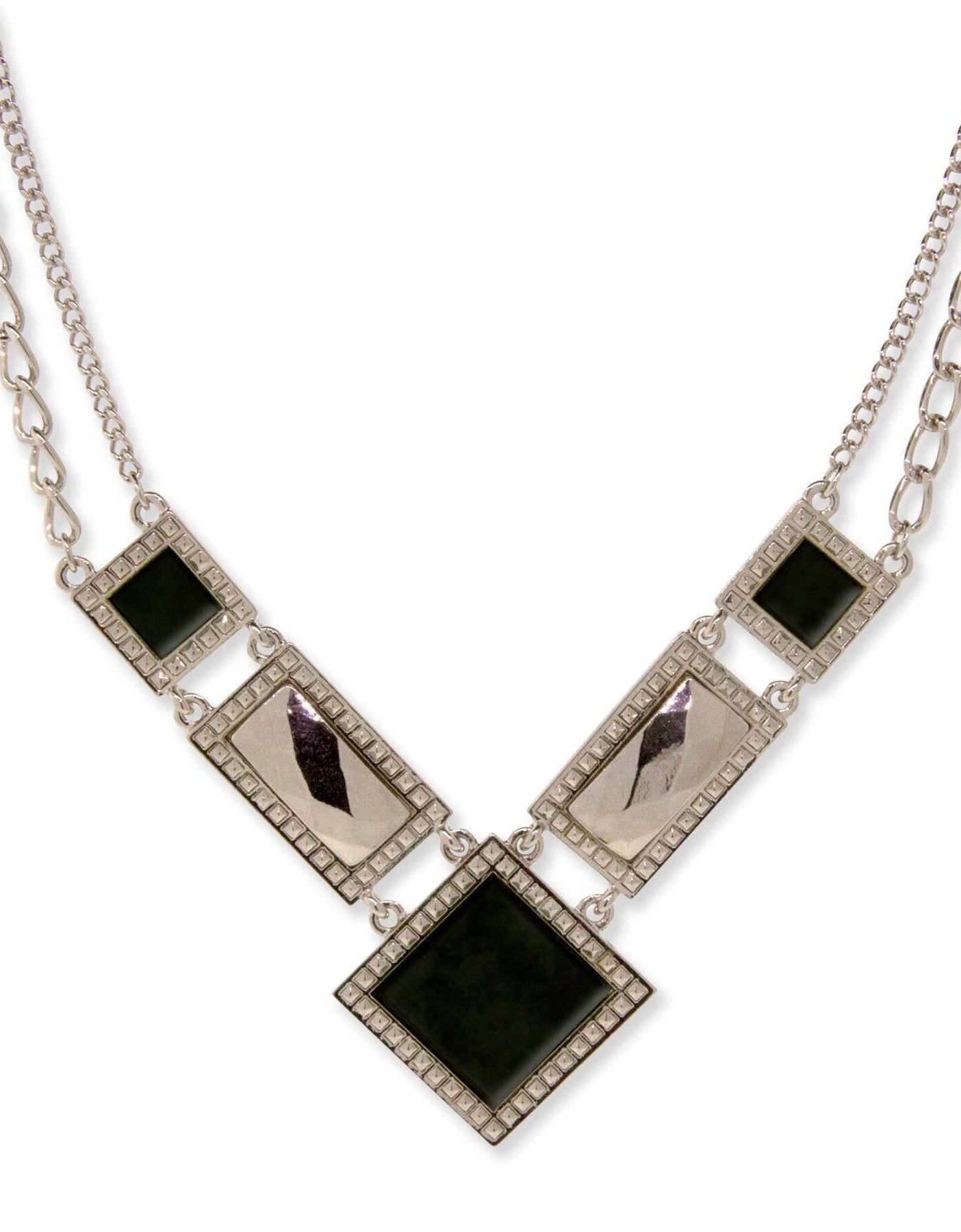 1928 Jewelry Gemstone Square Chain Necklace 12" + 3" Extender