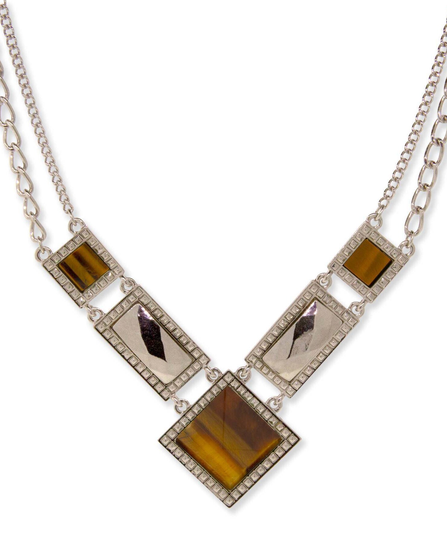 1928 Jewelry Gemstone Square Chain Necklace 12" + 3" Extender