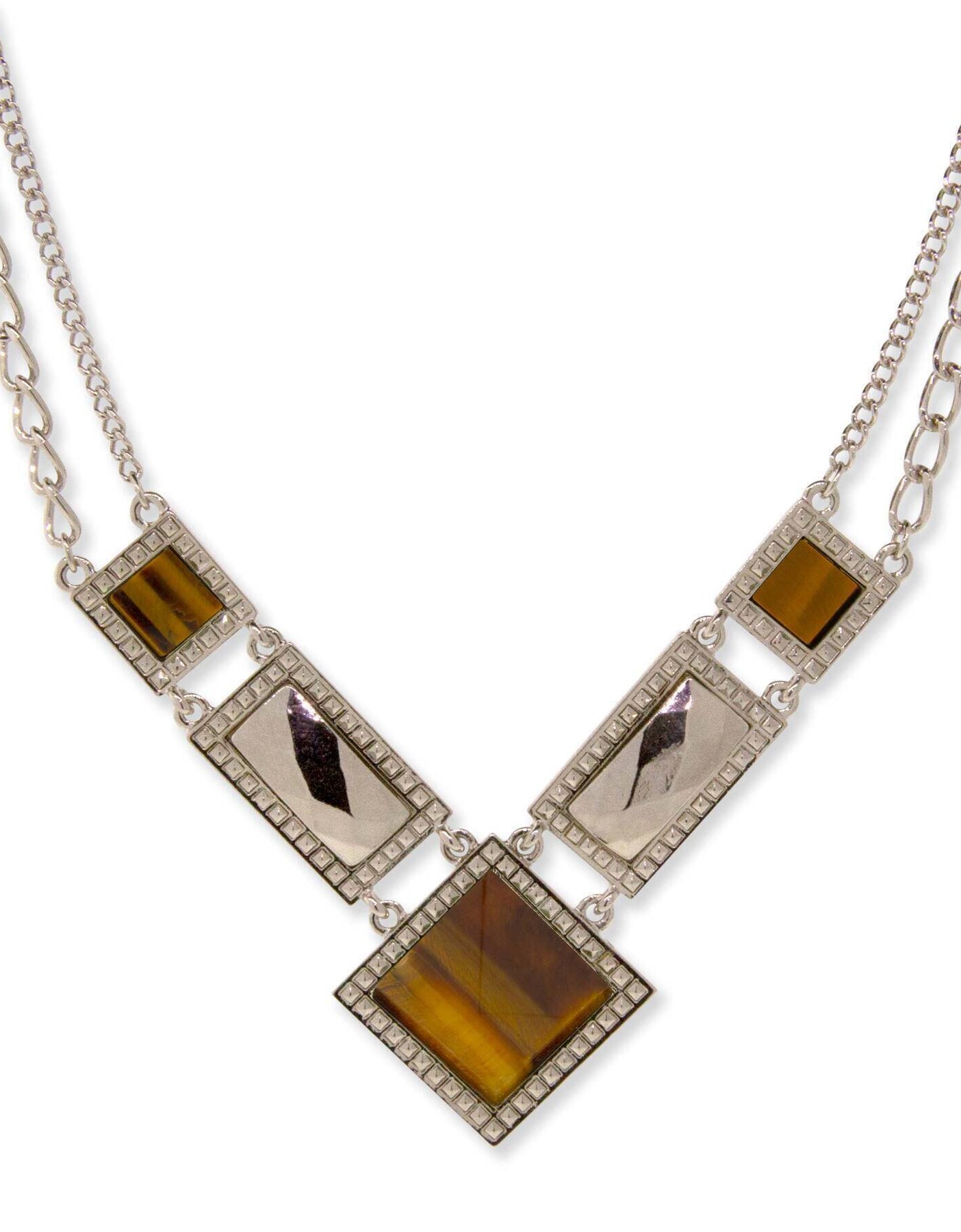 1928 Jewelry Gemstone Square Chain Necklace 12" + 3" Extender