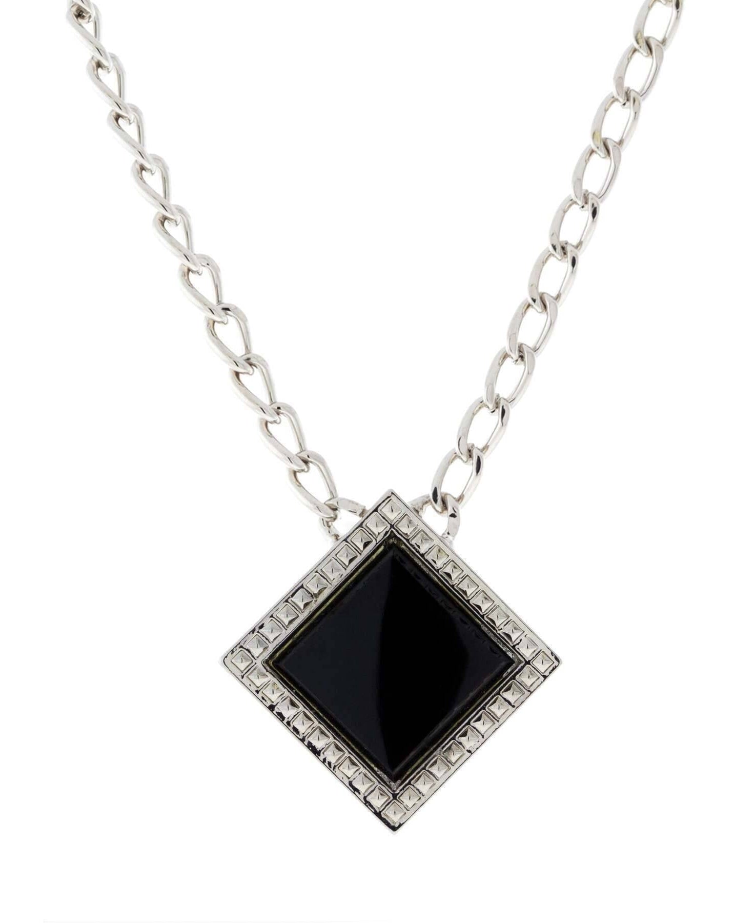 1928 Jewelry Serenity Gemstone Square Pendant Necklace 16" + 3" Extender