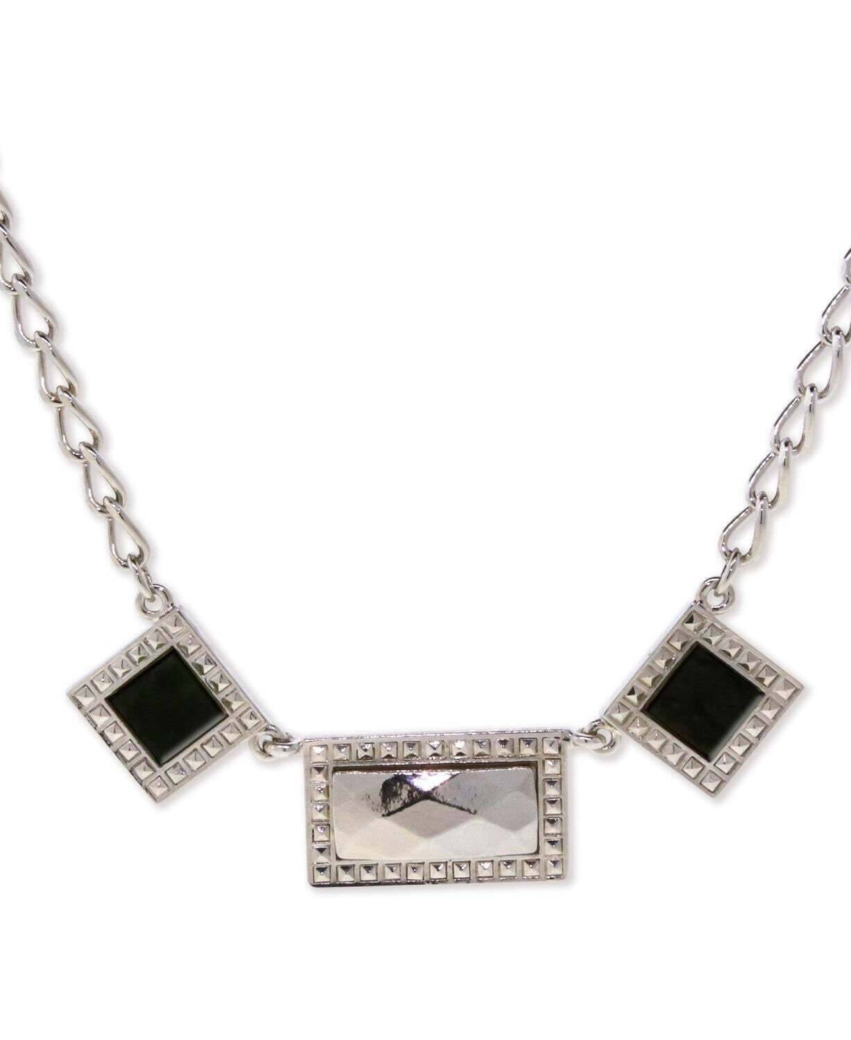 1928 Jewelry Gemstone Square Rectangle Chain Necklace 16" + 3" Extender
