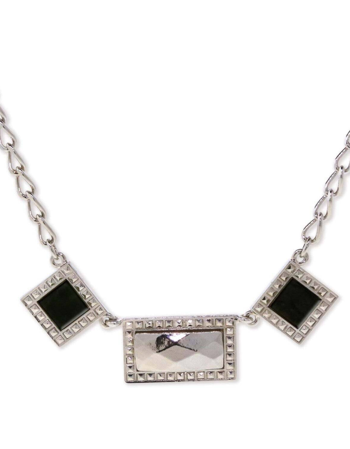 1928 Jewelry Gemstone Square Rectangle Chain Necklace 16" + 3" Extender
