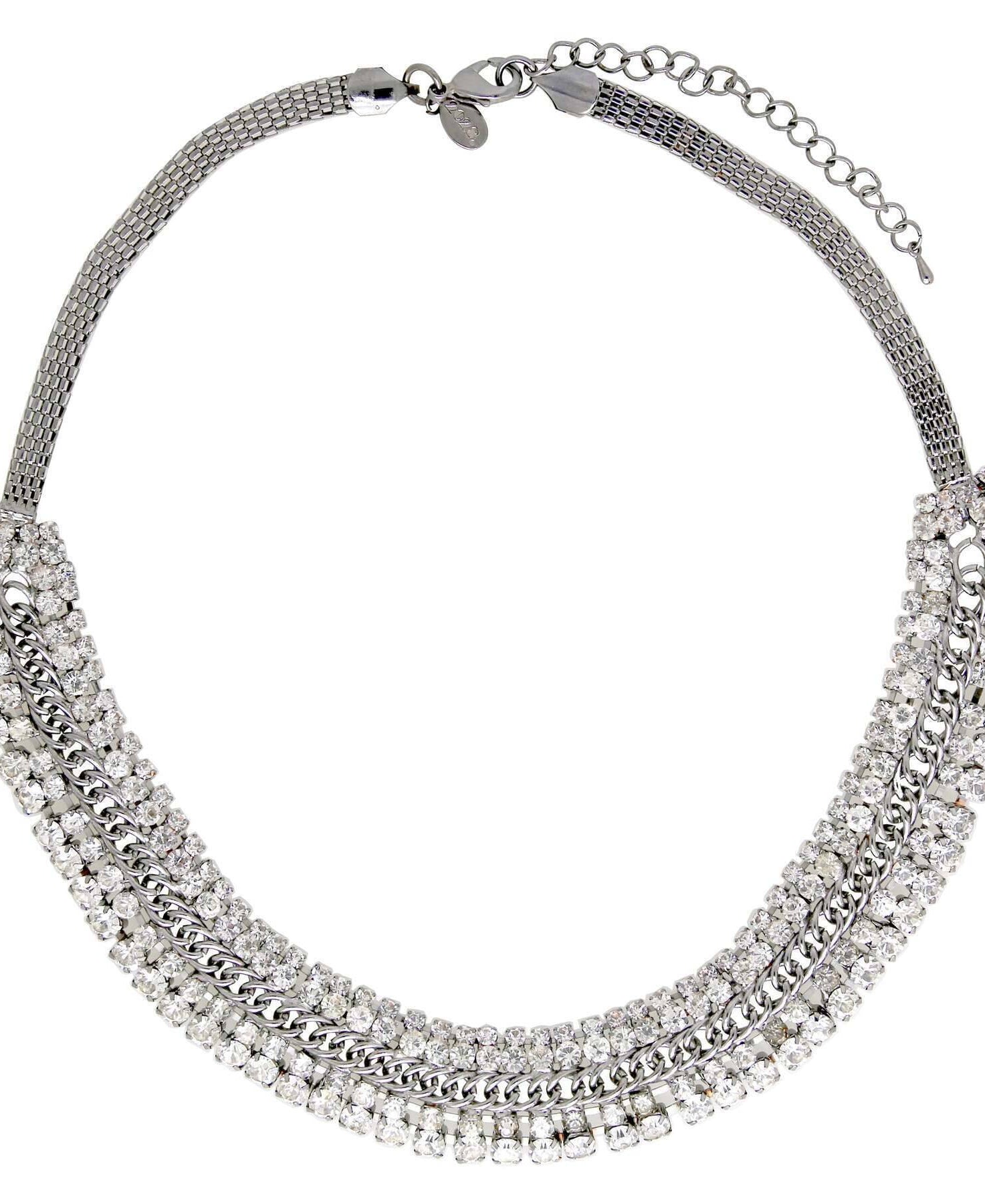 2028 Jewelry Black Chain Crystal Statement Necklace 19" + 3" Extension