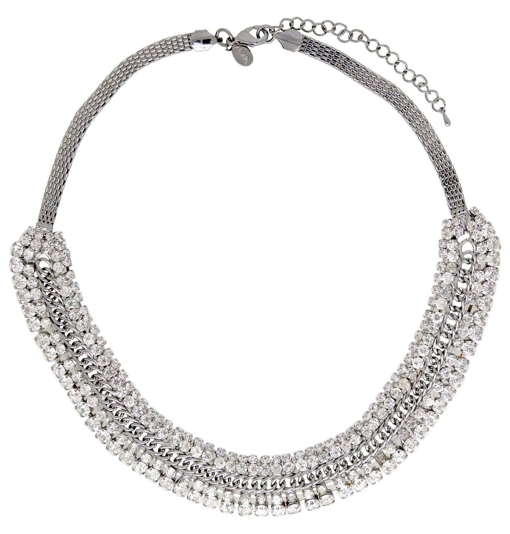 2028 Jewelry Black Chain Crystal Statement Necklace 19" + 3" Extension