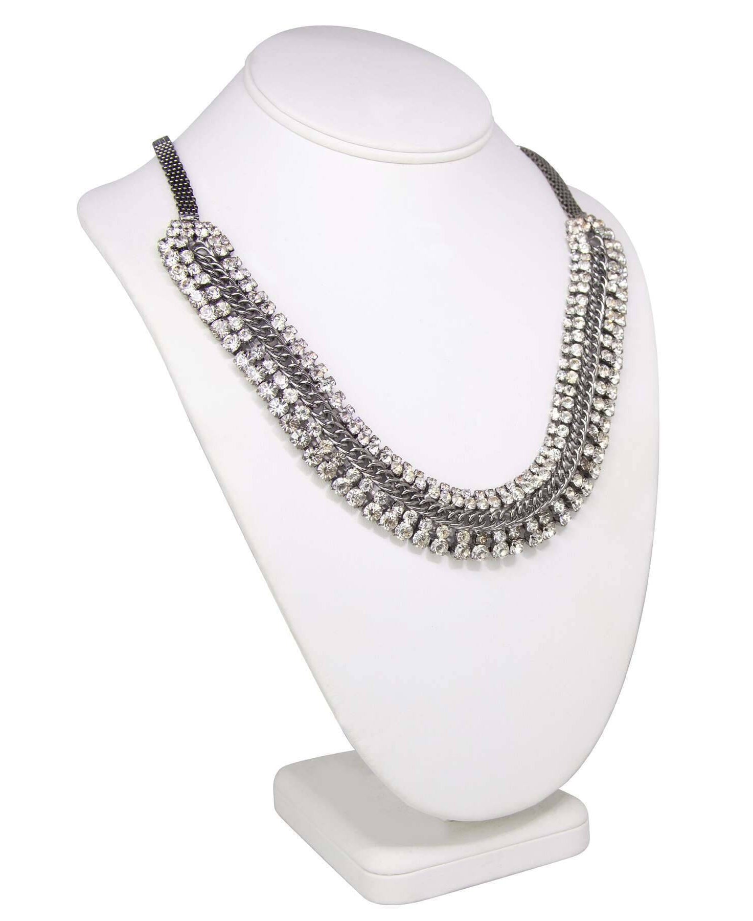 2028 Jewelry Black Chain Crystal Statement Necklace 19" + 3" Extension