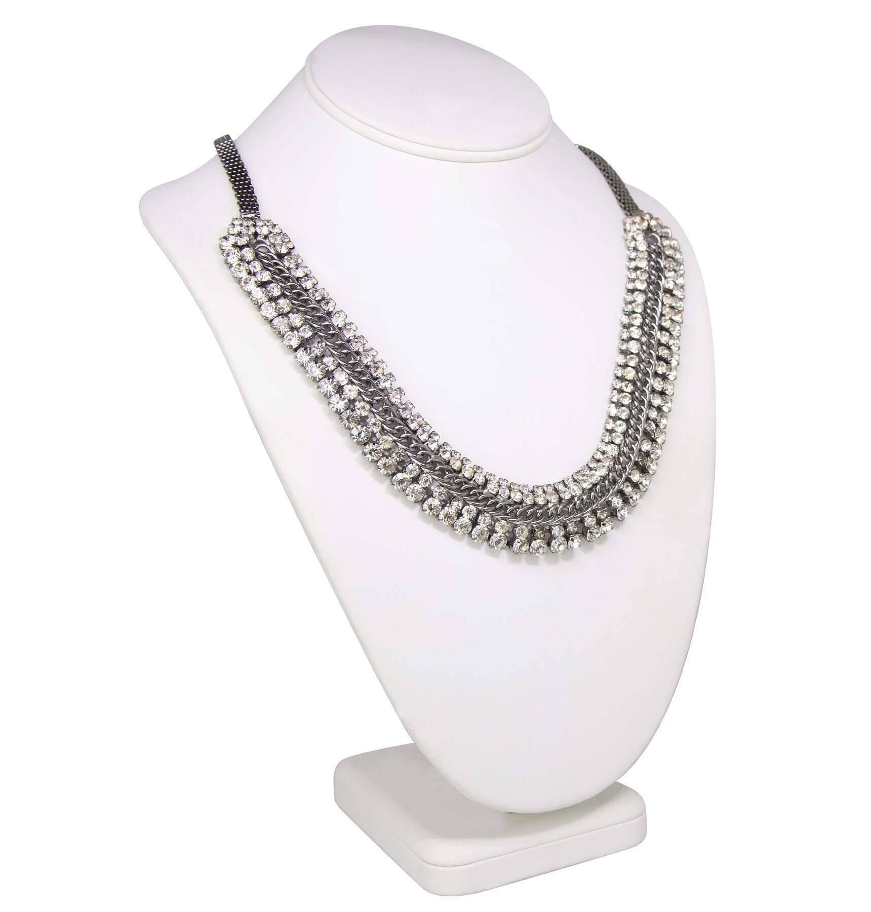 2028 Jewelry Black Chain Crystal Statement Necklace 19" + 3" Extension