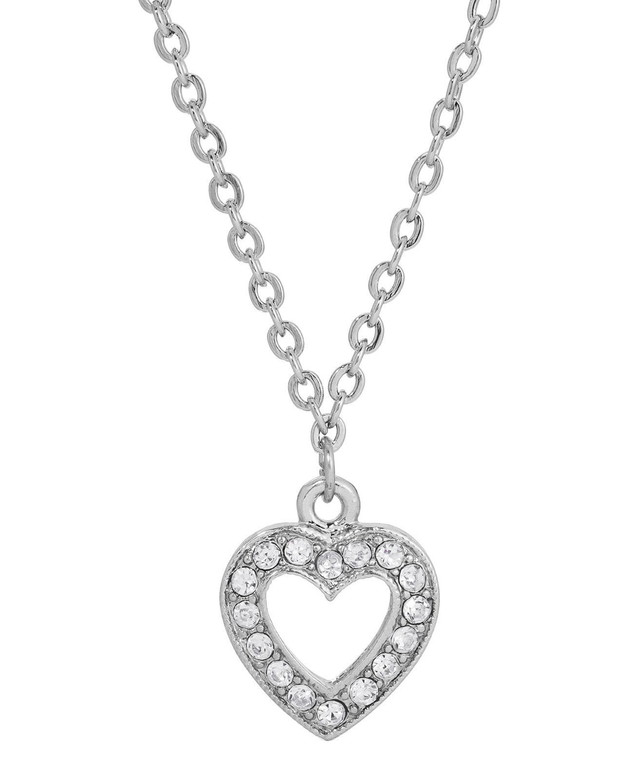 1928 Jewelry Crystal Heart Pendant Necklace 16" + 3" Extender