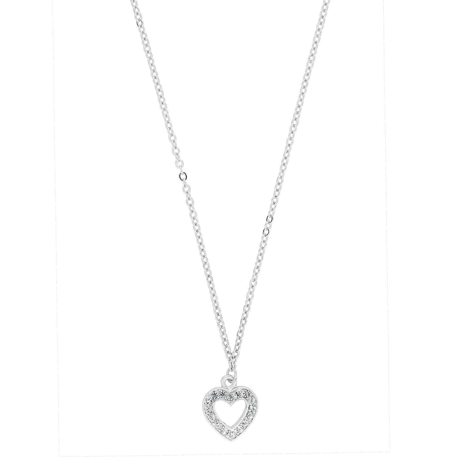 1928 Jewelry Crystal Heart Pendant Necklace 16" + 3" Extender