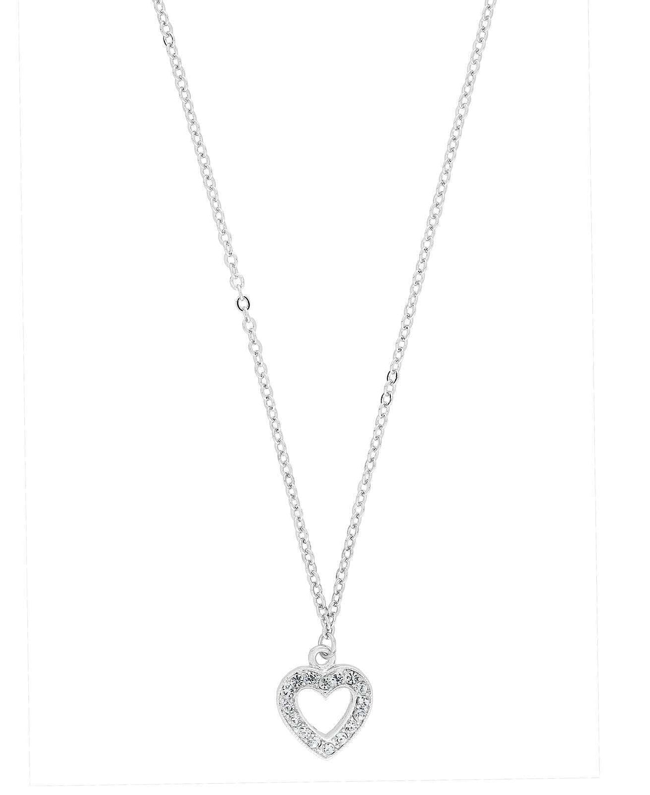 1928 Jewelry Crystal Heart Pendant Necklace 16" + 3" Extender