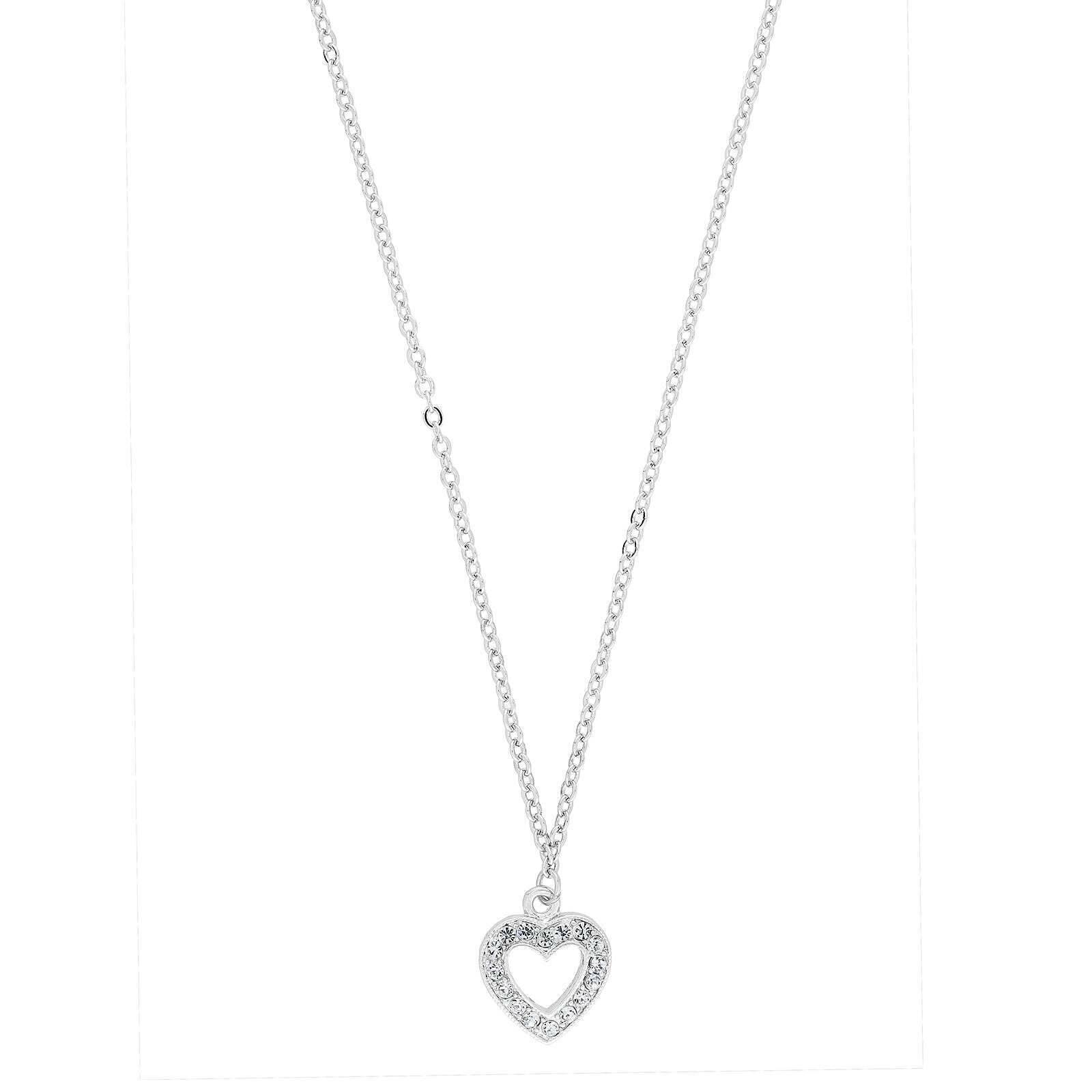 1928 Jewelry Crystal Heart Pendant Necklace 16" + 3" Extender