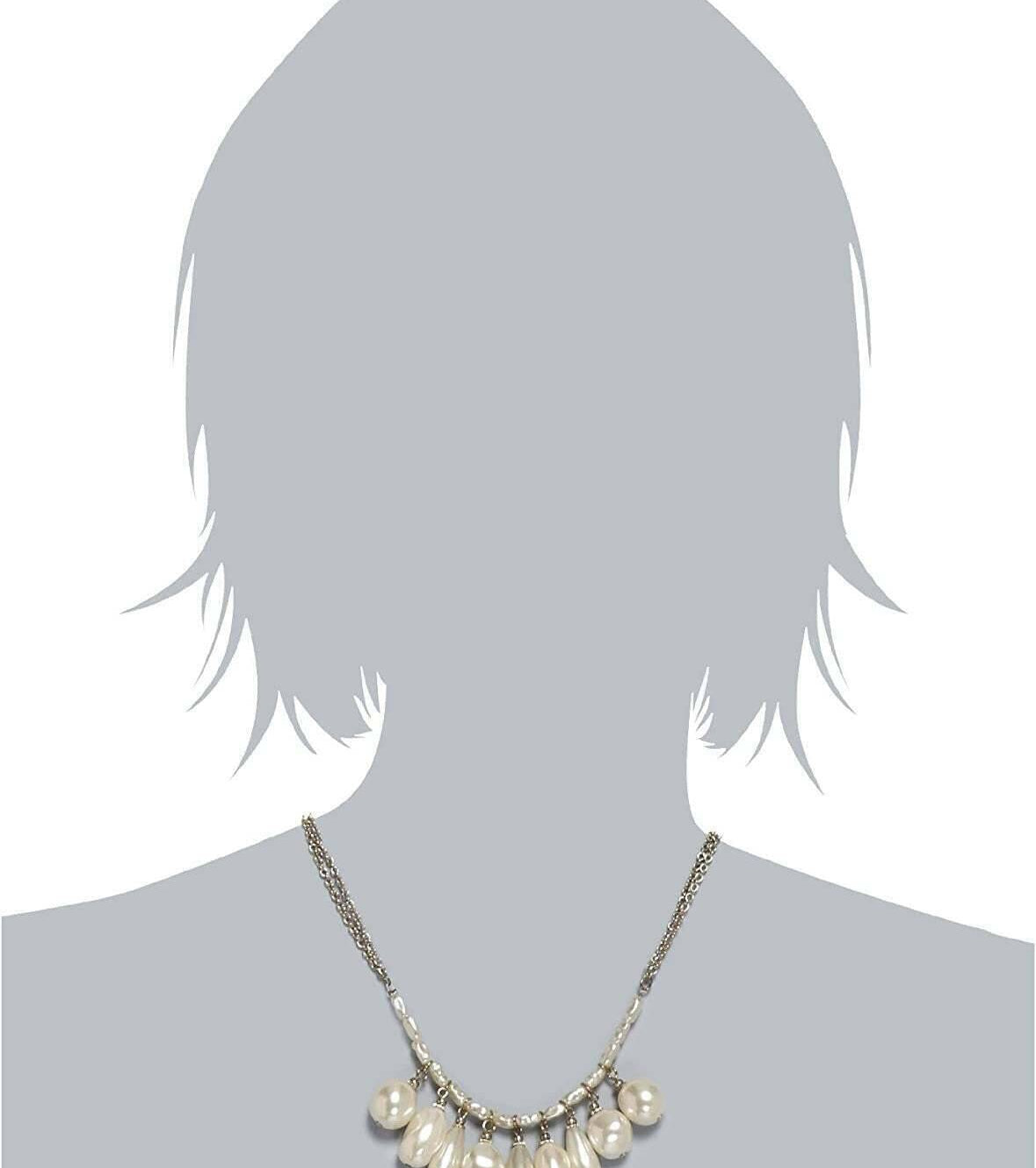 1928 Jewelry Victorian Faux Baroque Pearl Multi Drop Necklace 16" + 3" Extender