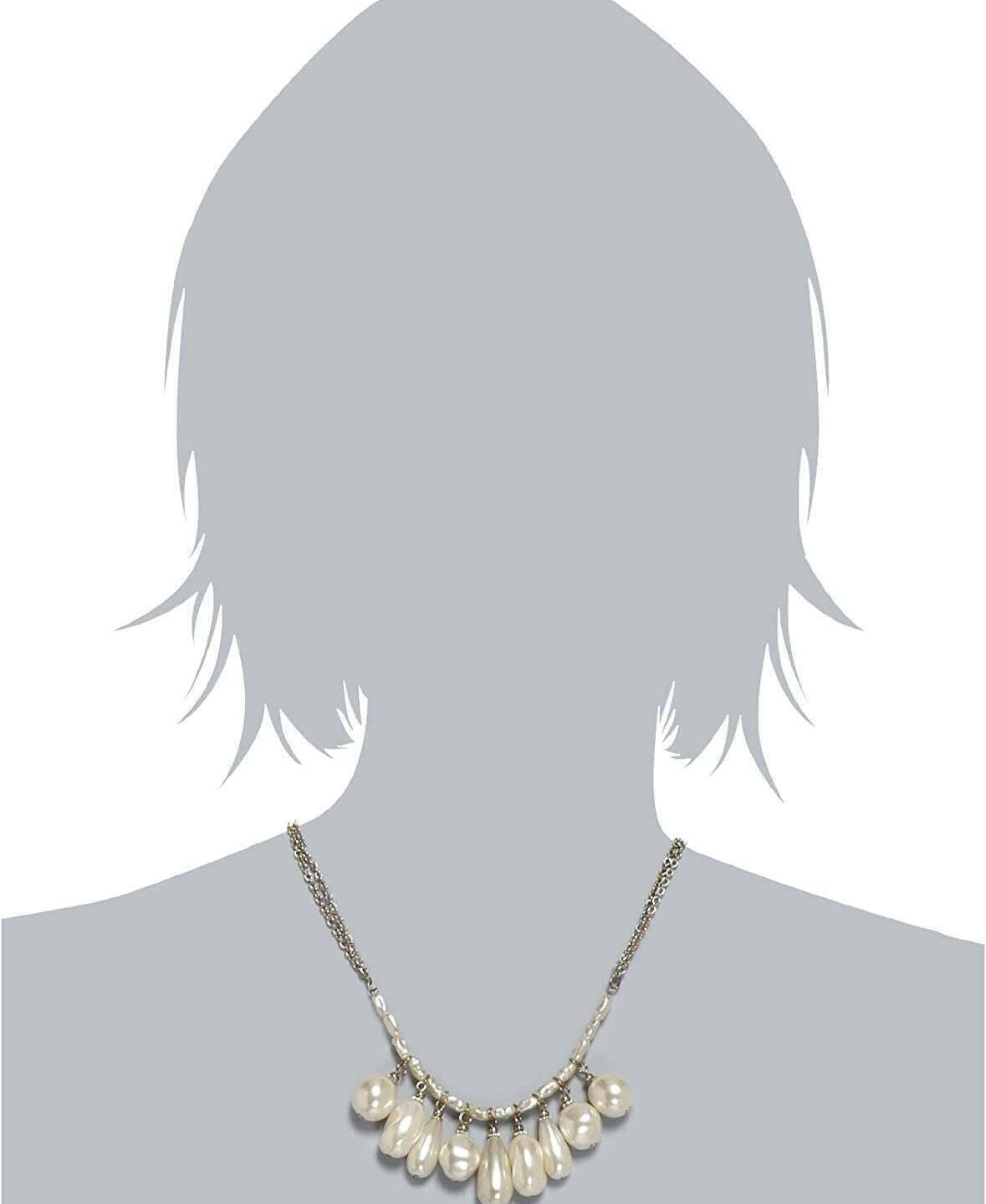 1928 Jewelry Victorian Faux Baroque Pearl Multi Drop Necklace 16" + 3" Extender