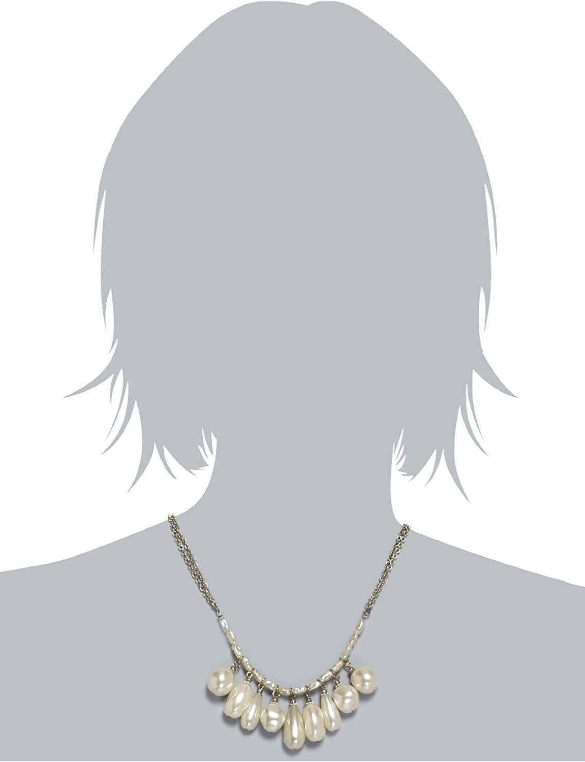 1928 Jewelry Victorian Faux Baroque Pearl Multi Drop Necklace 16" + 3" Extender