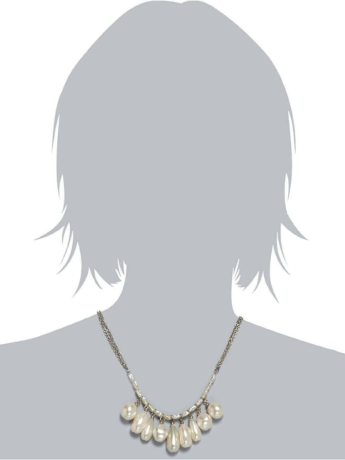 1928 Jewelry Victorian Faux Baroque Pearl Multi Drop Necklace 16" + 3" Extender