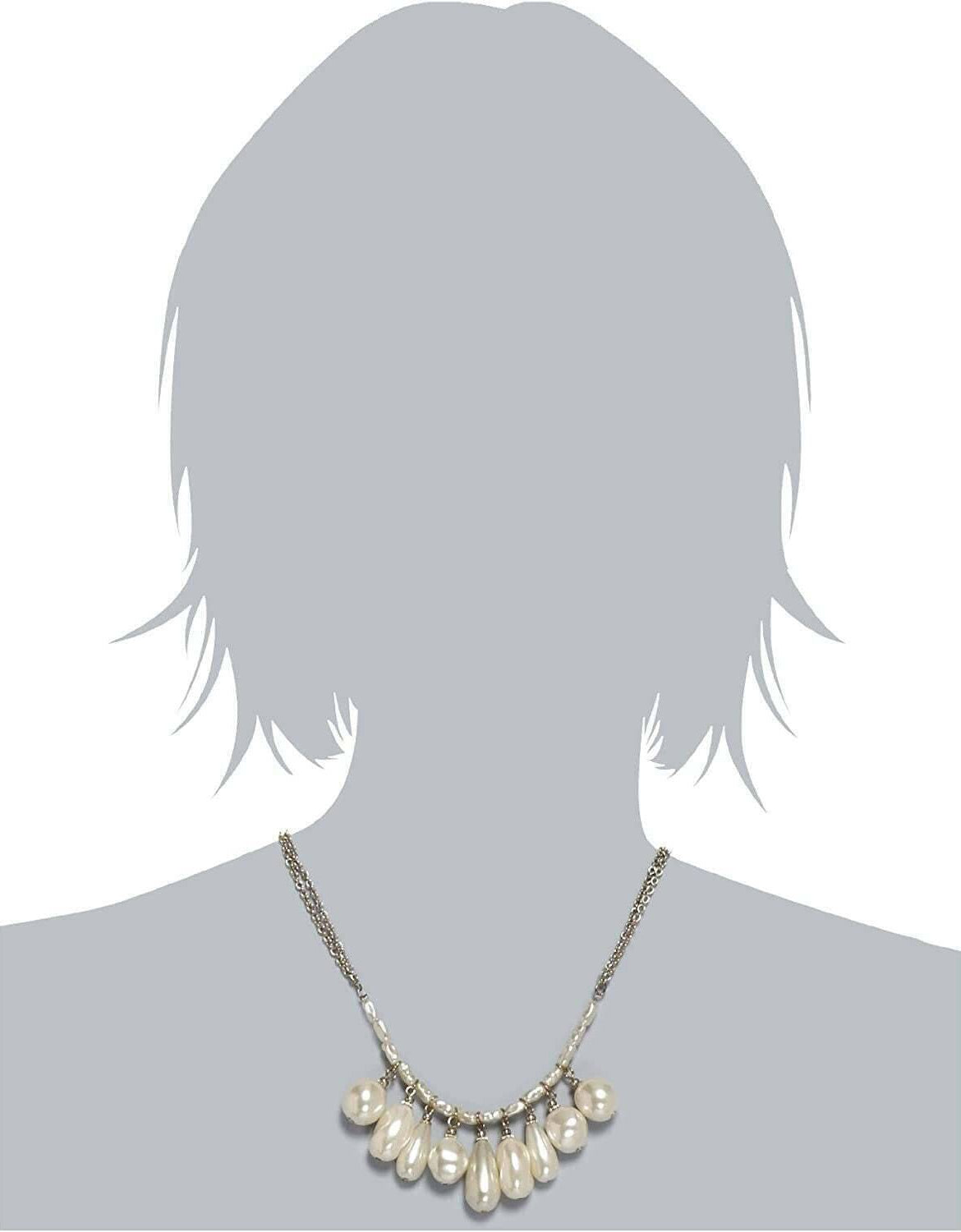 1928 Jewelry Victorian Faux Baroque Pearl Multi Drop Necklace 16" + 3" Extender