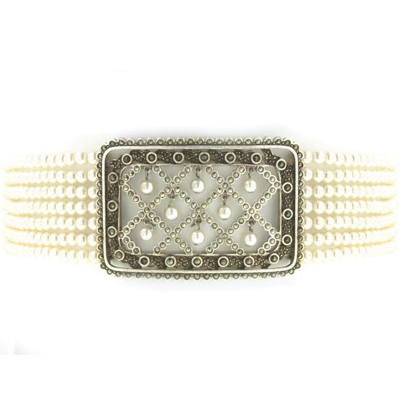 Antiquities Couture Alexandra Silver Marcasite 5mm Faux Pearl Strand Collar Necklace 12" + 3" Extender