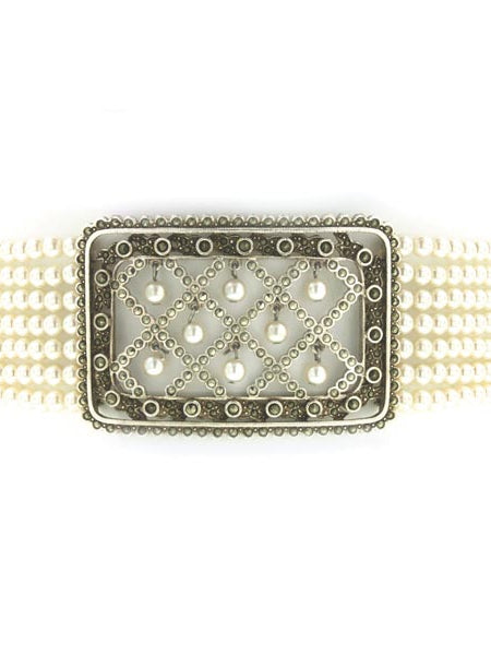 Antiquities Couture Alexandra Silver Marcasite 5mm Faux Pearl Strand Collar Necklace 12" + 3" Extender