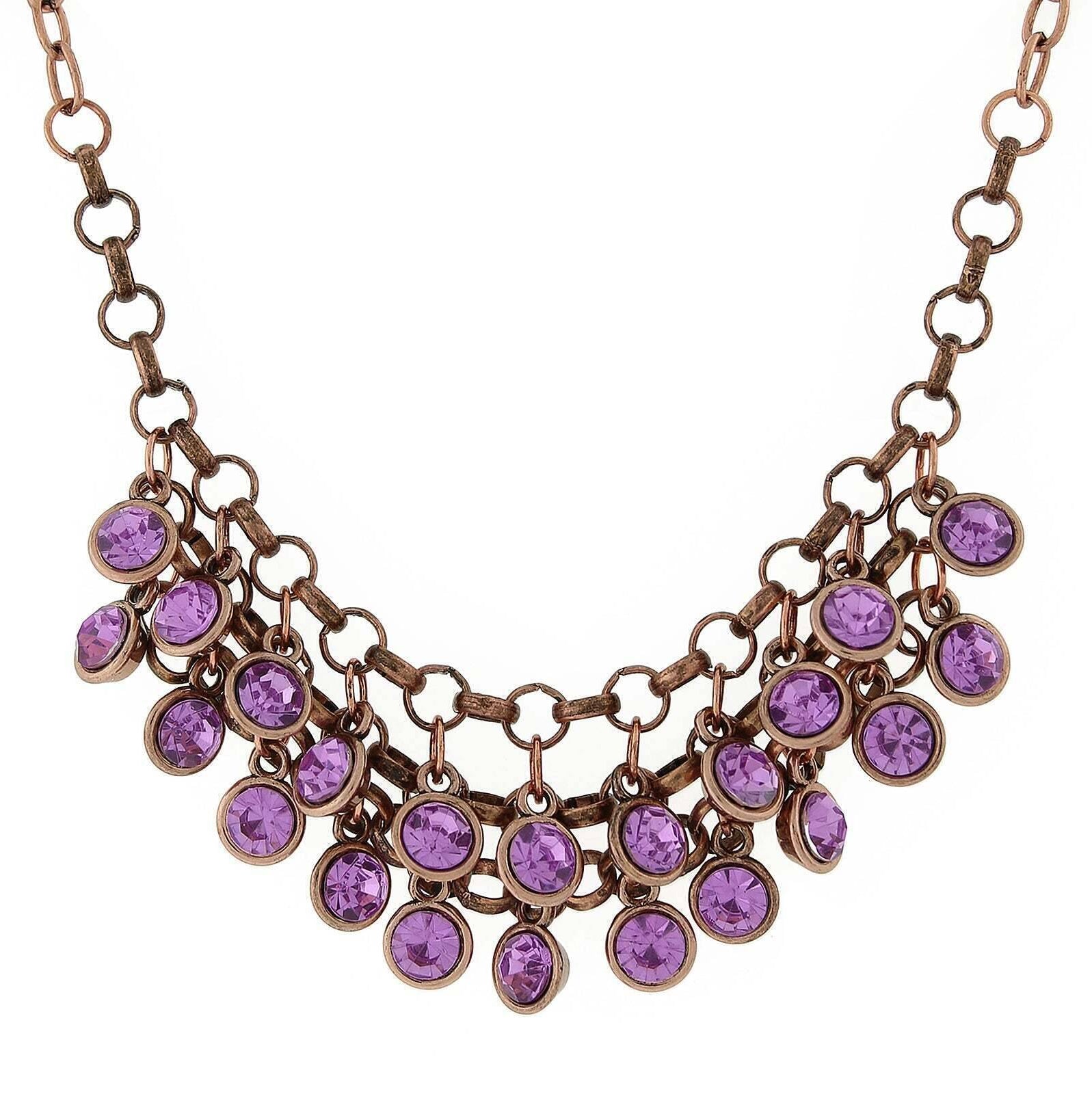 1928 Jewelry Crystal Cluster Bib Necklace 16" + 3" Extender