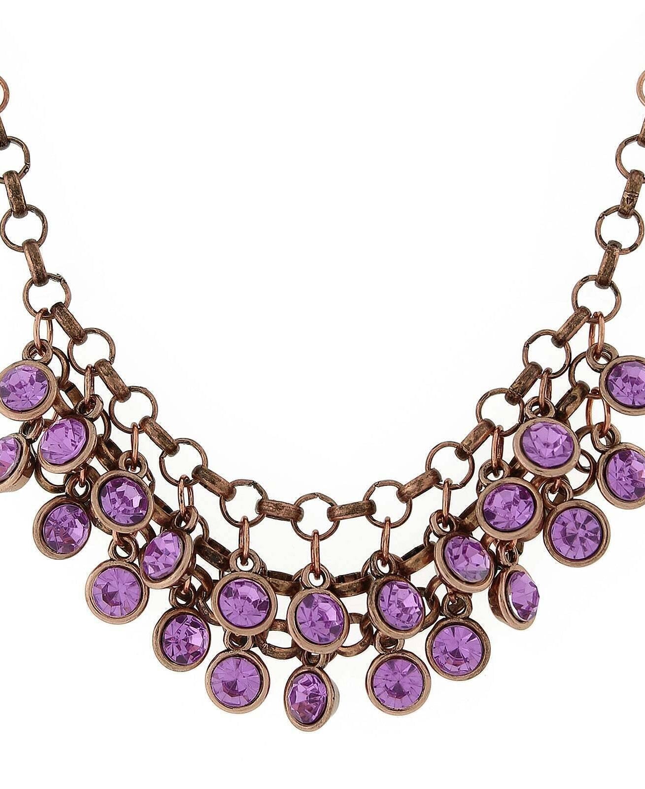 1928 Jewelry Crystal Cluster Bib Necklace 16" + 3" Extender