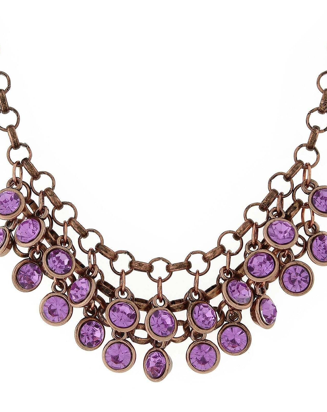 1928 Jewelry Crystal Cluster Bib Necklace 16" + 3" Extender