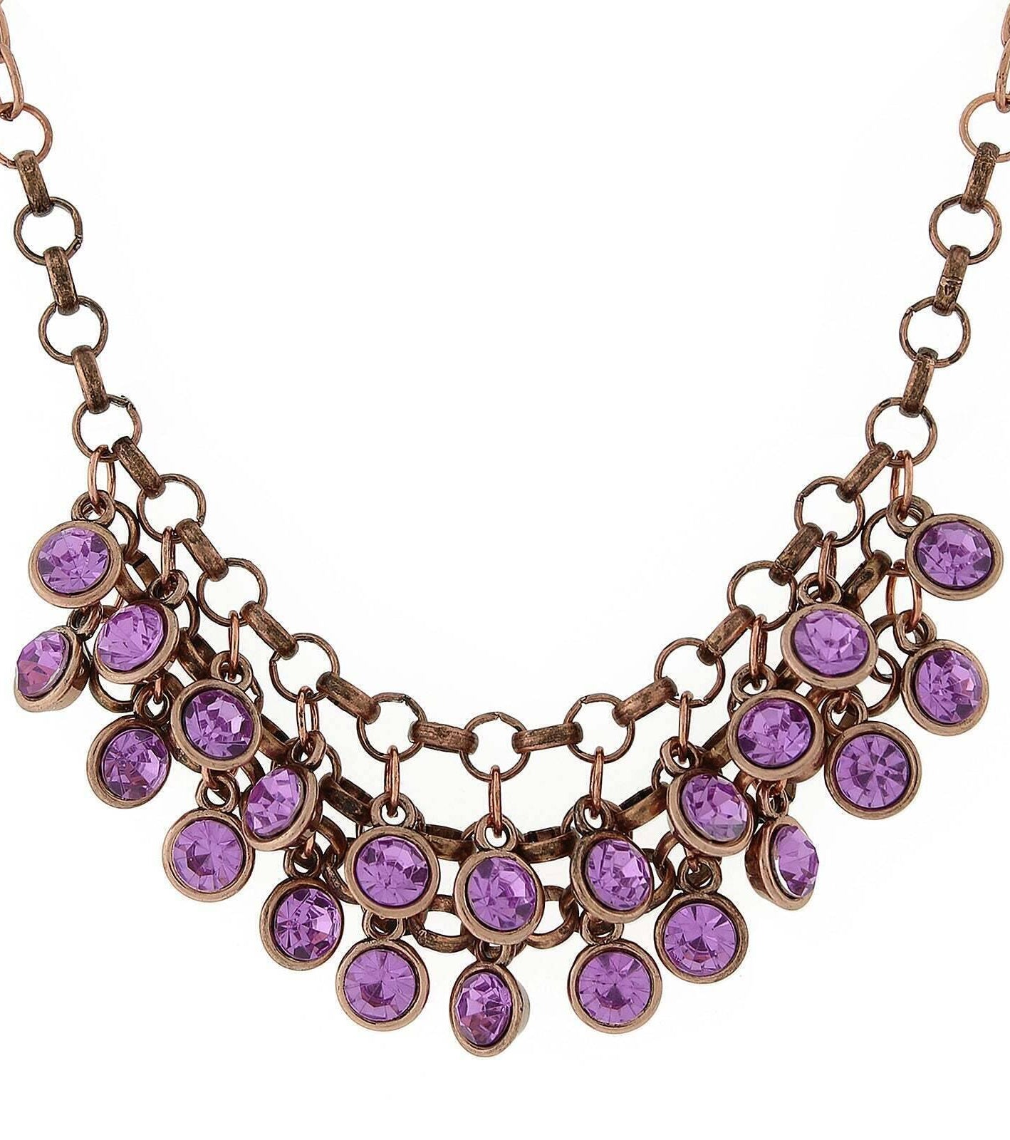 1928 Jewelry Crystal Cluster Bib Necklace 16" + 3" Extender