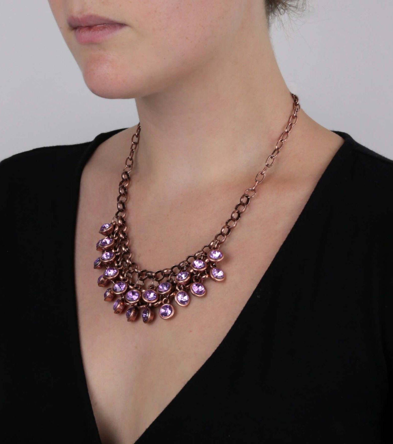 1928 Jewelry Crystal Cluster Bib Necklace 16" + 3" Extender