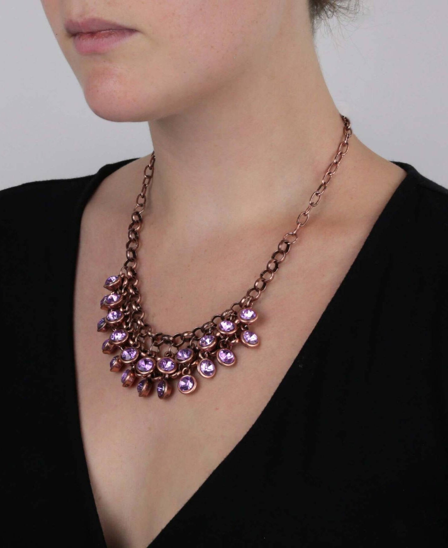 1928 Jewelry Crystal Cluster Bib Necklace 16" + 3" Extender