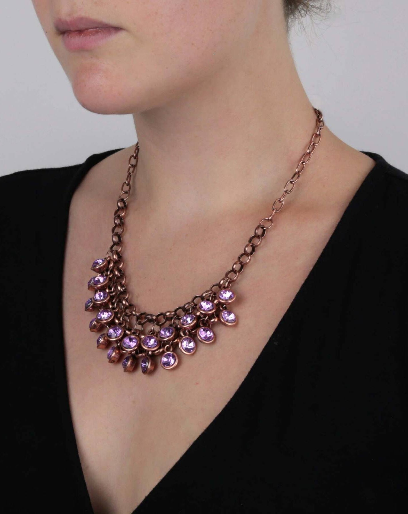 1928 Jewelry Crystal Cluster Bib Necklace 16" + 3" Extender