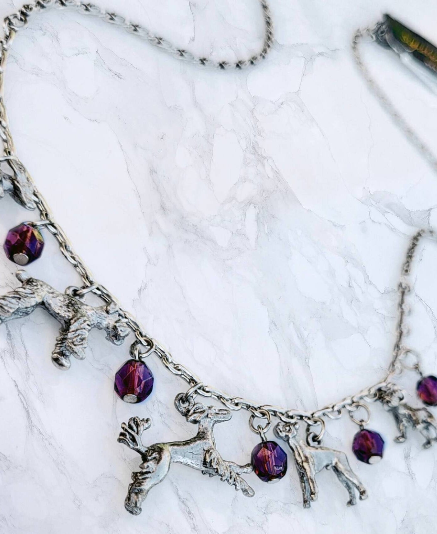 1928 Jewelry Multi Beaded Dog Charm Necklace 16" + 3" Extender