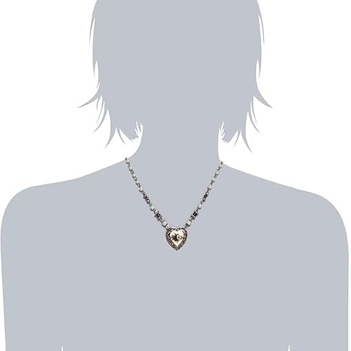 1928 Jewelry Rose Faux Pearl Purple Flower Heart Pendant Necklace 15" + 3" Extender