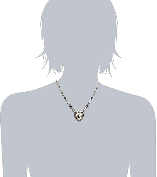 1928 Jewelry Rose Faux Pearl Purple Flower Heart Pendant Necklace 15" + 3" Extender