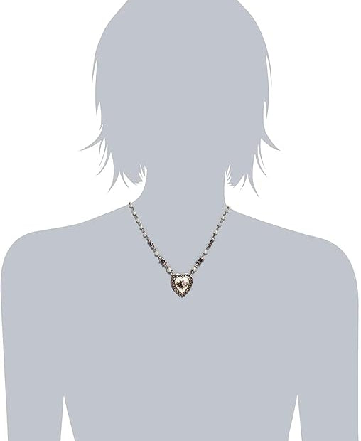 1928 Jewelry Rose Faux Pearl Purple Flower Heart Pendant Necklace 15" + 3" Extender