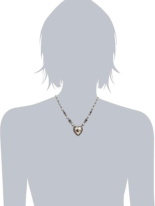 1928 Jewelry Rose Faux Pearl Purple Flower Heart Pendant Necklace 15" + 3" Extender