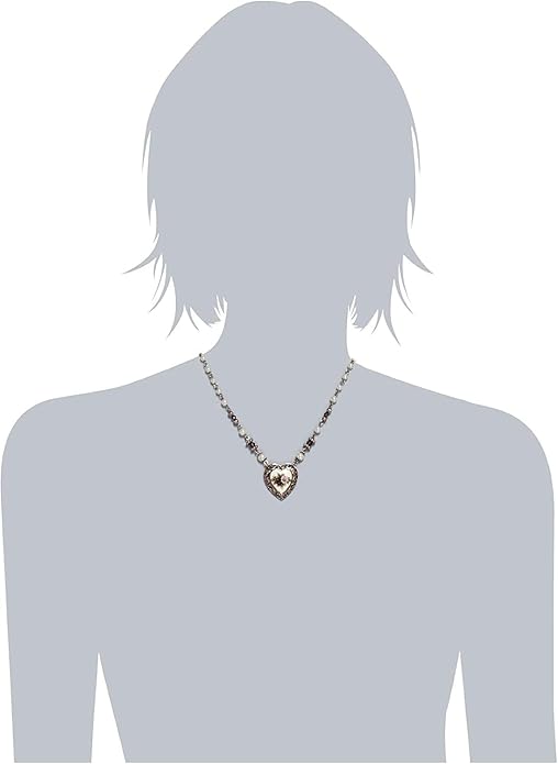 1928 Jewelry Rose Faux Pearl Purple Flower Heart Pendant Necklace 15" + 3" Extender