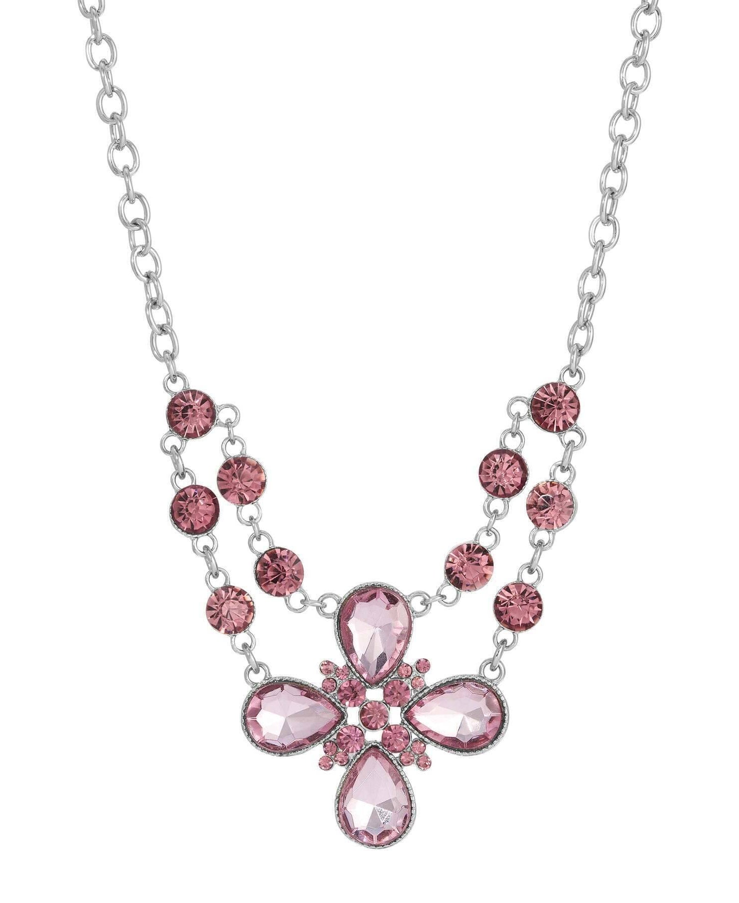 2028 Jewelry Crystal Flower Necklace 16" + 3" Extender
