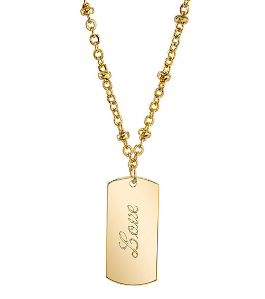 1928 Jewelry Sentiments Dog Tag Pendant Necklace 16" + 3" Extender