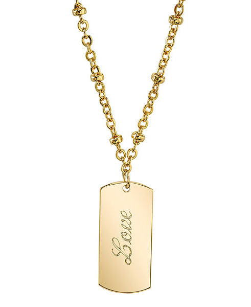 1928 Jewelry Sentiments Dog Tag Pendant Necklace 16" + 3" Extender