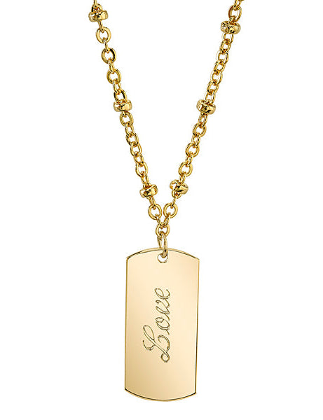 1928 Jewelry Sentiments Dog Tag Pendant Necklace 16" + 3" Extender